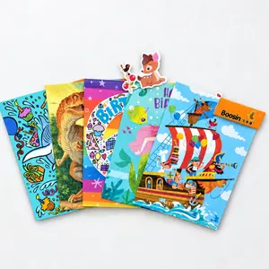 Custom reusable sticker book range with illustrated themed covers and reusable animal pieces