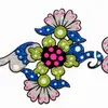 Glitter floral temporary tattoo sample in blue, silver, green and pink